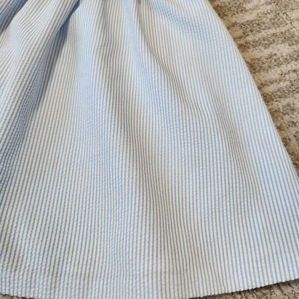Pappagallo girl's seersucker sleeveless dress blue white size 7